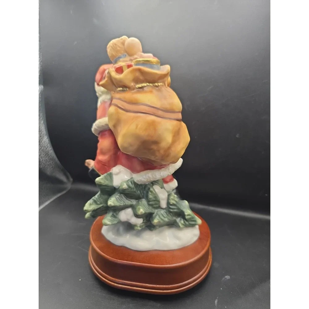 Vintage Porcelain Santa Music Box Works Christmas Decor Seasonal 2000